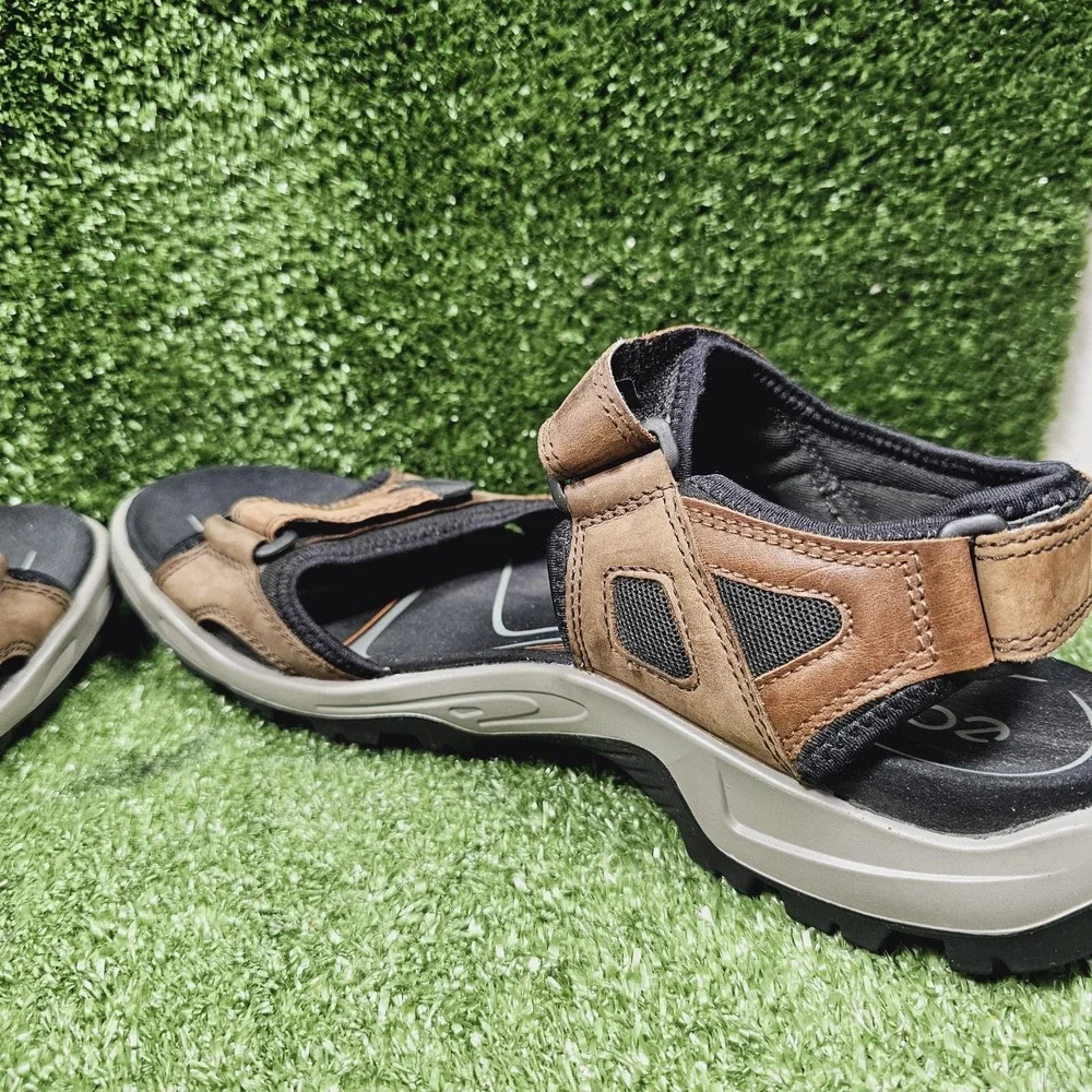 Ecco Yucatan Brown Leather Strappy Athletic Outdoor Hiking Sandals Mens 47 US 13